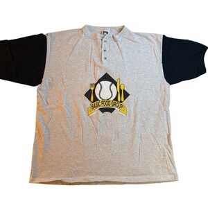 Vintage Anvil Basic Food Group Baseball Team Shirt Macaroni & Cheese 76 XL